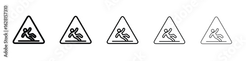 Caution wet floor icon logo. Black line icon, vector illustrations.