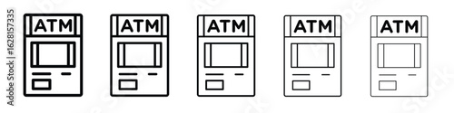 Cash Machine icon logo. Black line icon, vector illustrations.