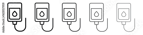 Blood transfusion icon logo. Black line icon, vector illustrations.