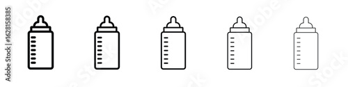Baby feeding bottle icon logo. Black line icon, vector illustrations.
