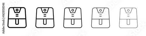 Air fryer icon logo. Black line icon, vector illustrations.