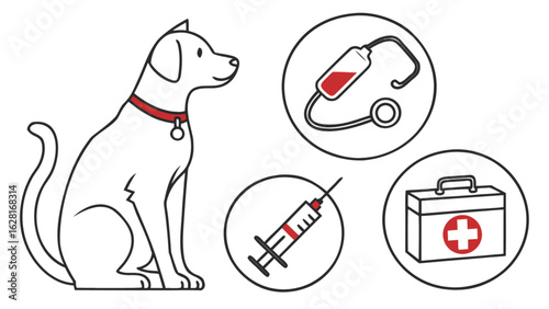 Dog health and wellness veterinary care illustration for pet owners and animal healthcare professionals design