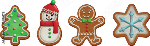 set of  isolated christmas gingerbread cookies
