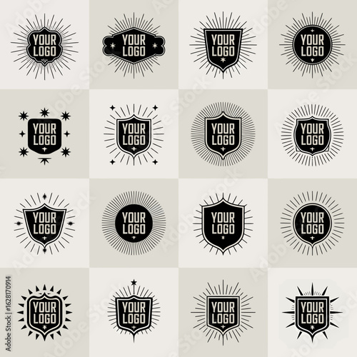 Collection of fifteen vintage style illustrations with floral elements