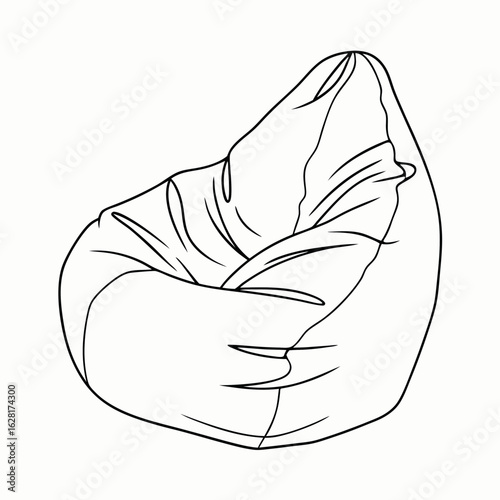 Comfortable bean bag chair with soft fabric and slouchy form for relaxation with copy space; cozy lounging