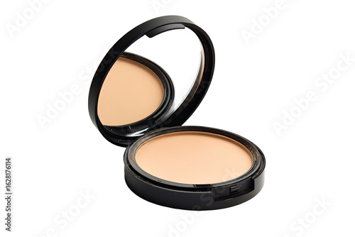 Creamy beige pressed powder in black compact