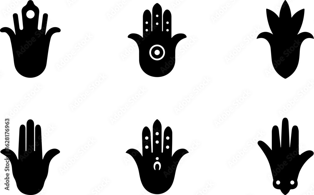 Fototapeta premium Hamsa Symbol Set hand of miriam, vecto bundle