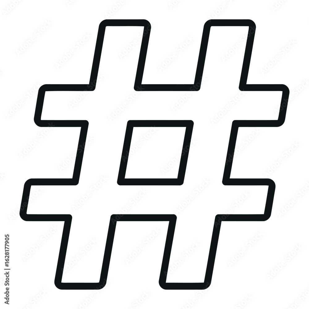 Obraz premium Hashtag Outline A clean, minimalist outline of the hashtag symbol, perfect for various design applications, from social media concepts to representing digital trends.