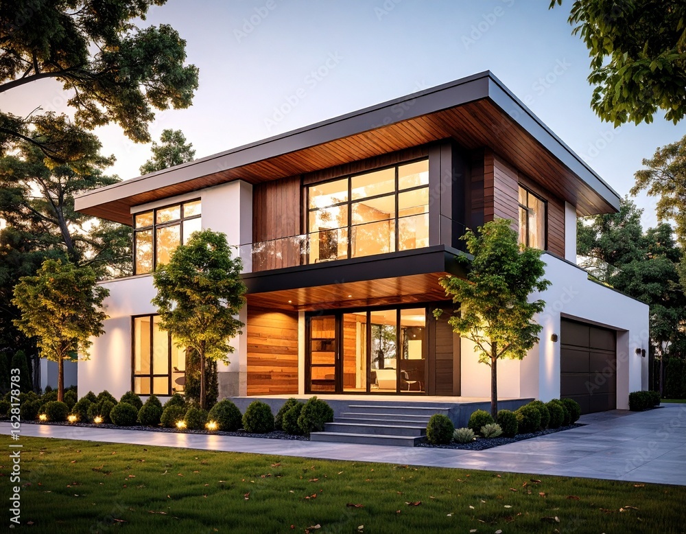 Fototapeta premium Modern house with garden