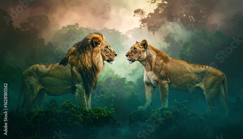Male and female lions