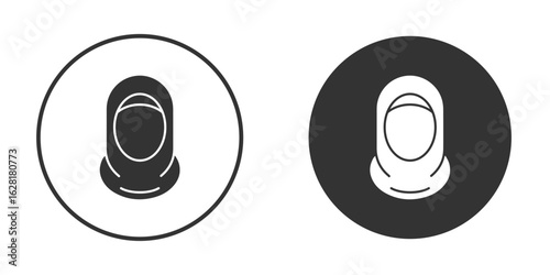 Woman wearing hijab icon concept, simple flat design. Clipart vecot in black colors