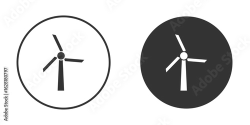 Wind turbine icon concept, simple flat design. Clipart vecot in black colors