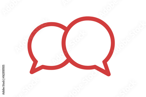 Red speech bubbles conversation chat dialog vector icons. Communication talk symbols. Social media messaging balloons illustration transparent background
