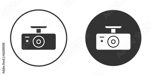 Vehicle dvr camera icon concept, simple flat design. Clipart vecot in black colors