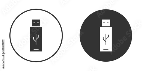 USB icon concept, simple flat design. Clipart vecot in black colors