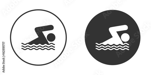 Swimming icon concept, simple flat design. Clipart vecot in black colors