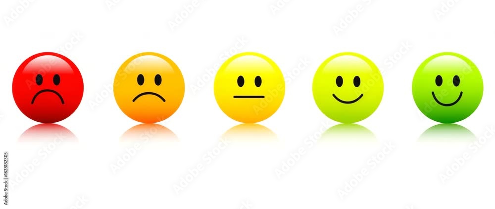 rating smiley faces red to green illustrated animation