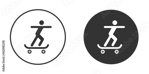 Skateboarding icon concept, simple flat design. Clipart vecot in black colors
