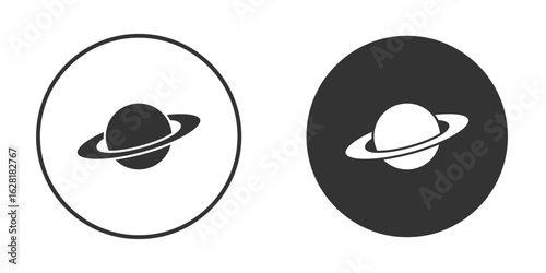 Saturn planet icon concept, simple flat design. Clipart vecot in black colors