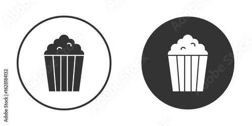 Popcorn icon concept, simple flat design. Clipart vecot in black colors