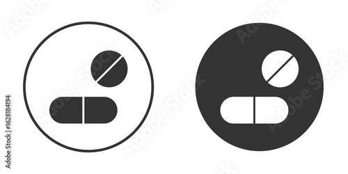 Pills icon concept, simple flat design. Clipart vecot in black colors