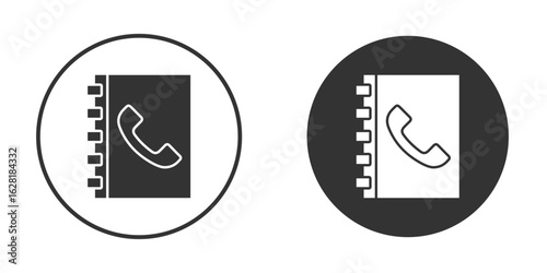 Phone book icon concept, simple flat design. Clipart vecot in black colors
