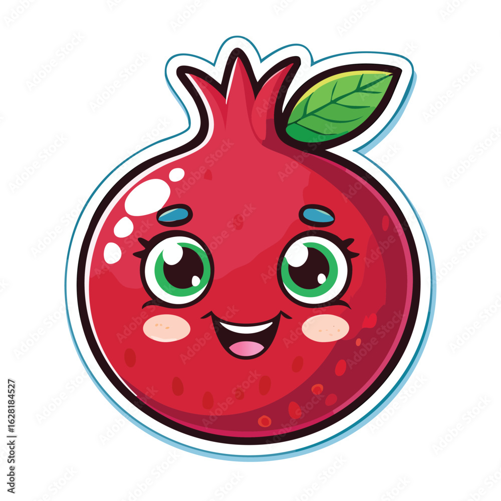 Obraz premium Fun_cartoon_pomegranate_with_expressive_eyes_bold_white_outline_solid_fill_colors_sticker_2.eps, Fun_cartoon_pomegranate_with_expressive_eyes_bold_white_outline_solid_fill_colors_sticker_1.eps, Fun_ca