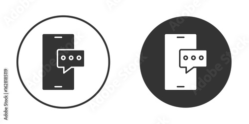 Mobile message icon concept, simple flat design. Clipart vecot in black colors