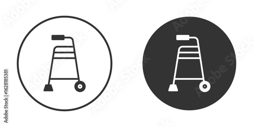 Medical walker icon concept, simple flat design. Clipart vecot in black colors