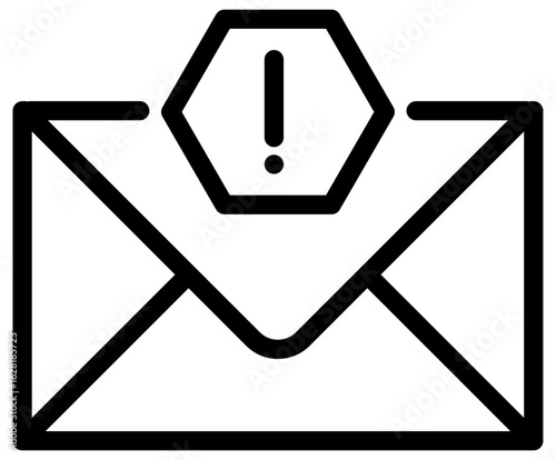 Black Outline Spam Email Icon for Office