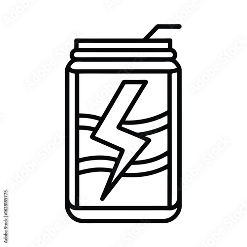 Clean outline icon of an energy drink can on a white background
