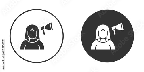 Influencer marketing icon concept, simple flat design. Clipart vecot in black colors
