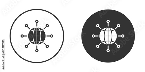 Global technology icon concept, simple flat design. Clipart vecot in black colors
