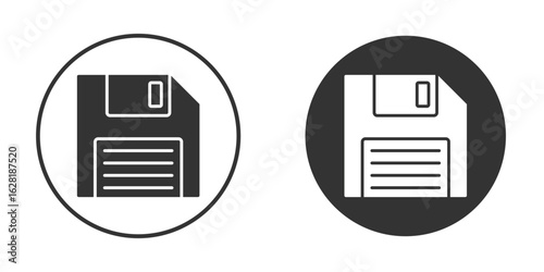 Floppy disk icon concept, simple flat design. Clipart vecot in black colors