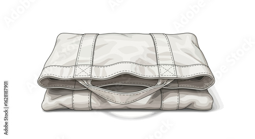 A folded white blanket with handles, presented against a white background.