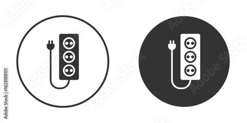 Electric extension cord icon concept, simple flat design. Clipart vecot in black colors
