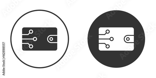 Digital wallet icon concept, simple flat design. Clipart vecot in black colors