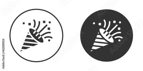 Confetti popper icon concept, simple flat design. Clipart vecot in black colors