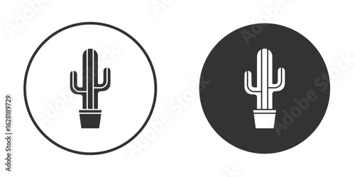 Cactus icon concept, simple flat design. Clipart vecot in black colors