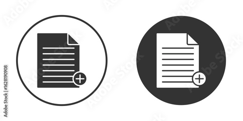 Add new document icon concept, simple flat design. Clipart vecot in black colors