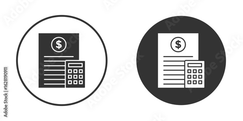 Accounting icon concept, simple flat design. Clipart vecot in black colors