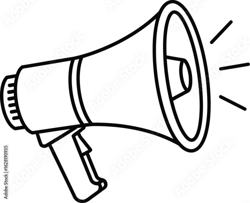 Vector art of megaphone line art for communication, announcement, promotion, marketing, advertising, public address, and emergency situations