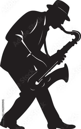 Saxophone Player Silhouette Vector – Jazz Musician Outline Illustration