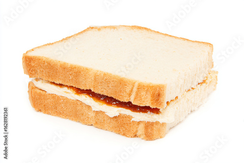 a sandwich with peanut butter and jelly on it