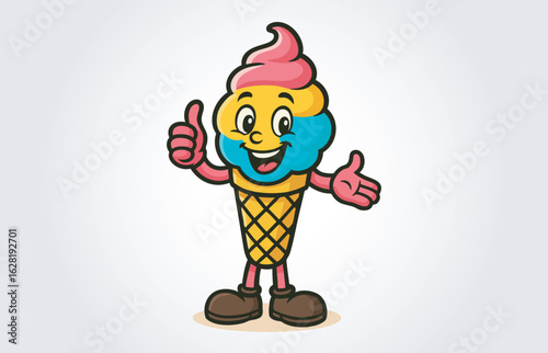 Cute Ice Cream Mascot Cartoon Character Template	