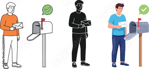People mailing letters and packages at mailboxes