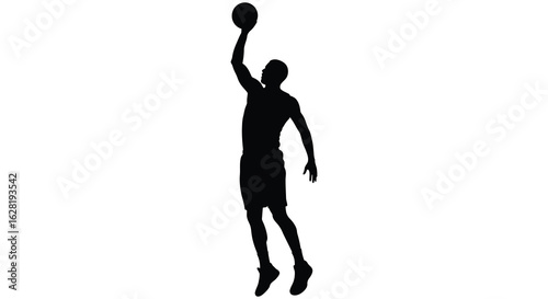 Silhouette of a basketball player shooting a jump shot. vector Silhouette design