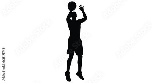 Silhouette of basketball player shooting a jump shot. vector Silhouette design