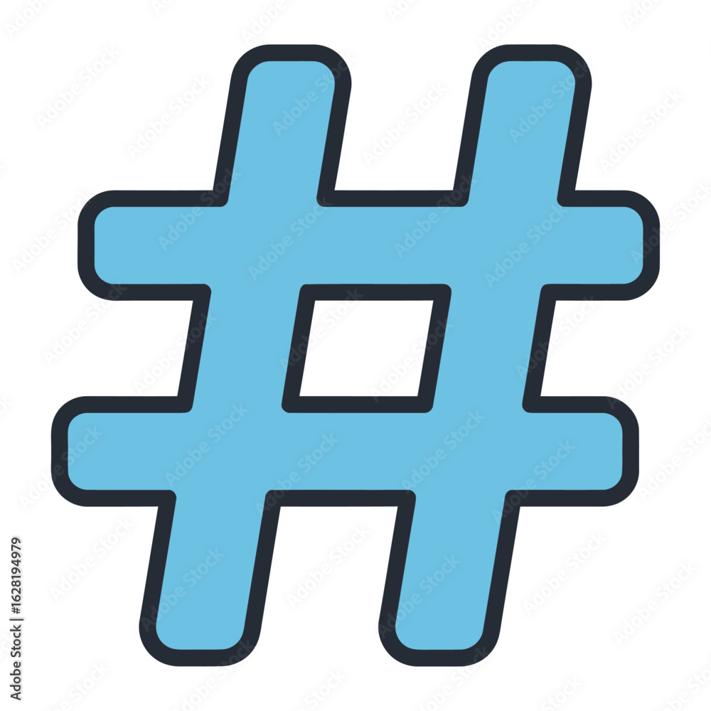 Fototapeta premium Hashtag Outline A clean, minimalist outline of the hashtag symbol, perfect for various design applications, from social media concepts to representing digital trends.