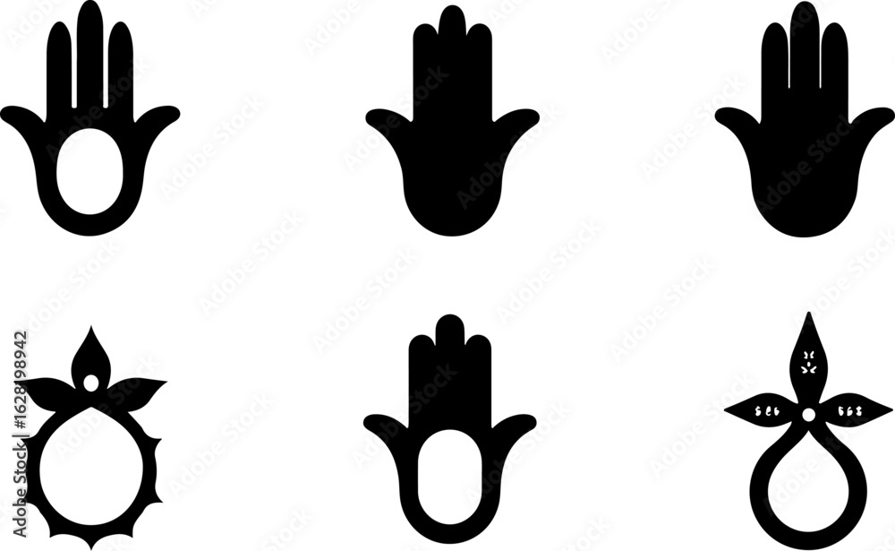 Fototapeta premium Hamsa Hand Symbol Variations